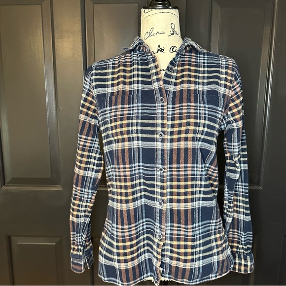 Vintage Woolrich Pemberton Flannel Dark Blue Size M(c3 - Picture 2 of 10